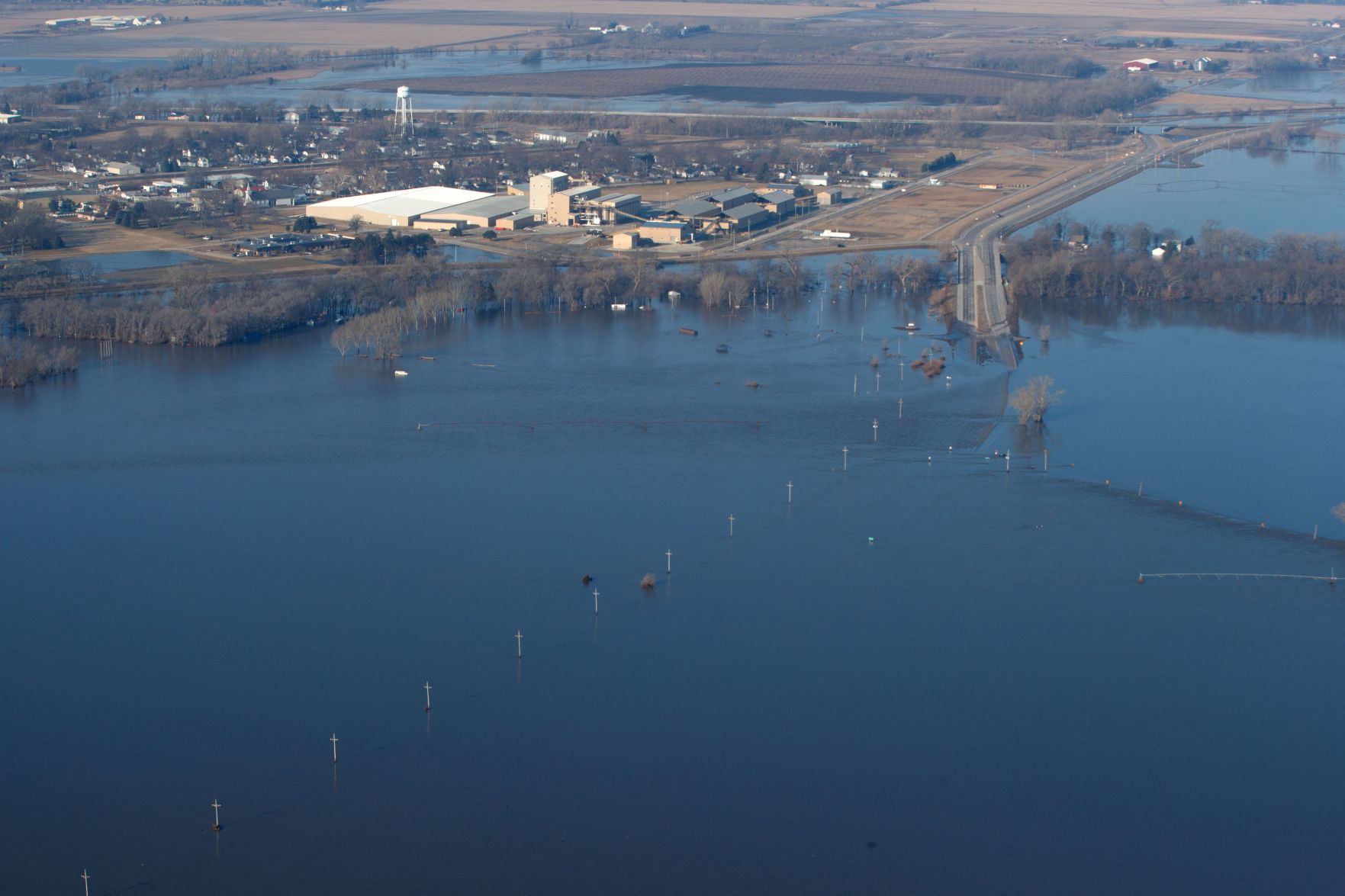 The Elkhorn River encroaches on Waterloo on Sunday.